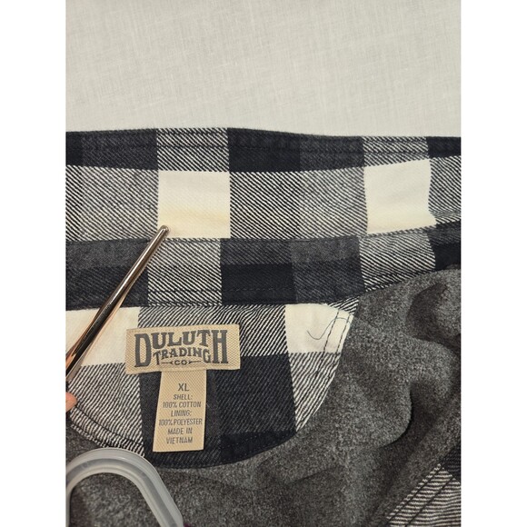 Duluth Trading Co Flapjack Fleece-Lined Shirt Jacket Black White Plaid Men's XL - Picture 12 of 12